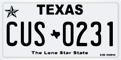 TX license plate CUS0231