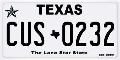 TX license plate CUS0232