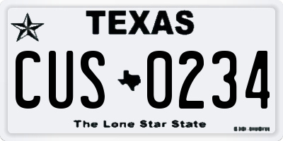 TX license plate CUS0234