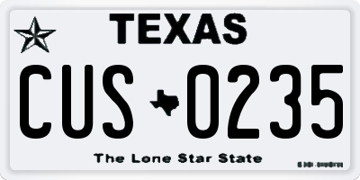TX license plate CUS0235