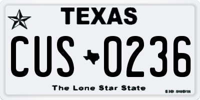 TX license plate CUS0236