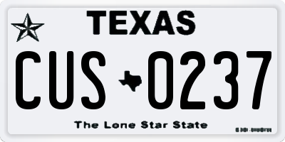 TX license plate CUS0237