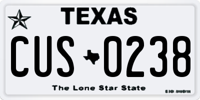 TX license plate CUS0238