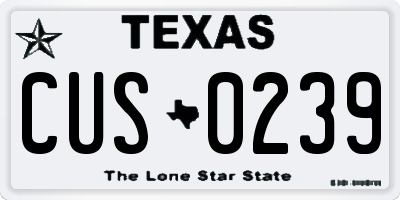 TX license plate CUS0239