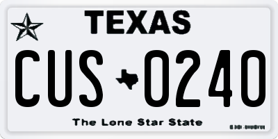 TX license plate CUS0240