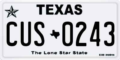 TX license plate CUS0243
