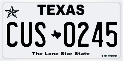 TX license plate CUS0245