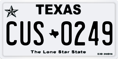 TX license plate CUS0249
