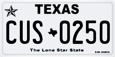 TX license plate CUS0250