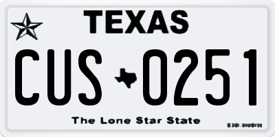 TX license plate CUS0251