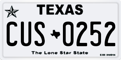 TX license plate CUS0252