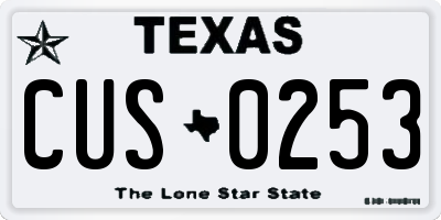 TX license plate CUS0253