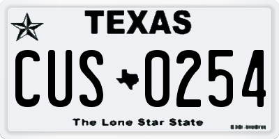 TX license plate CUS0254