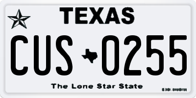 TX license plate CUS0255