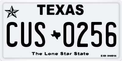 TX license plate CUS0256