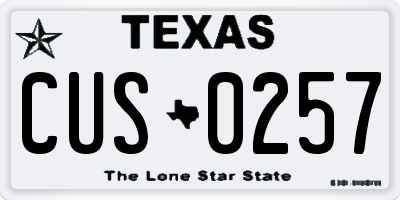 TX license plate CUS0257