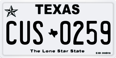 TX license plate CUS0259