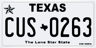 TX license plate CUS0263