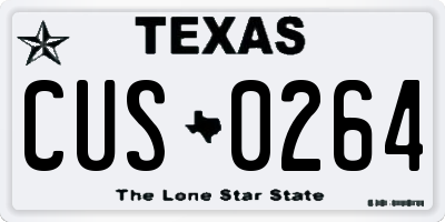TX license plate CUS0264