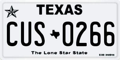 TX license plate CUS0266