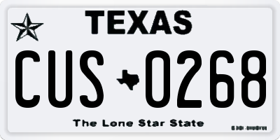 TX license plate CUS0268