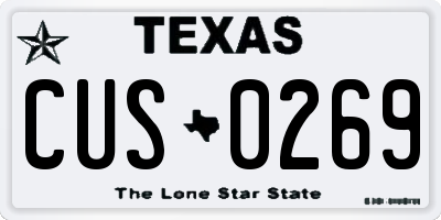TX license plate CUS0269