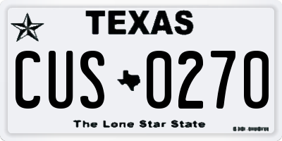 TX license plate CUS0270