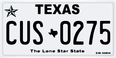 TX license plate CUS0275