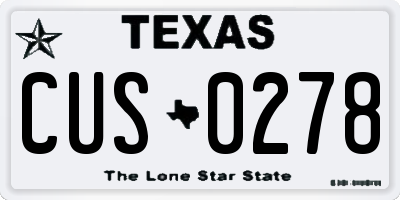 TX license plate CUS0278