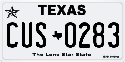 TX license plate CUS0283