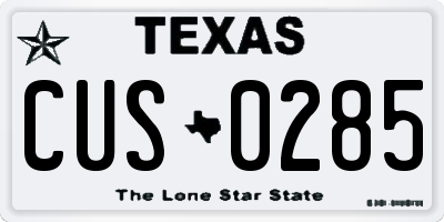 TX license plate CUS0285
