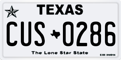 TX license plate CUS0286