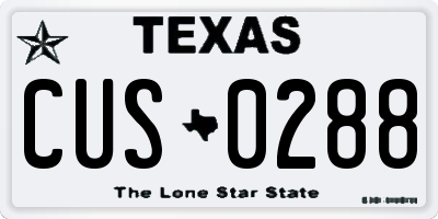TX license plate CUS0288