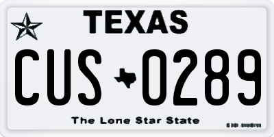 TX license plate CUS0289