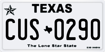 TX license plate CUS0290