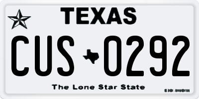 TX license plate CUS0292