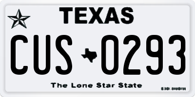 TX license plate CUS0293