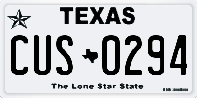 TX license plate CUS0294