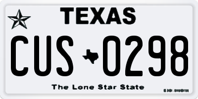 TX license plate CUS0298