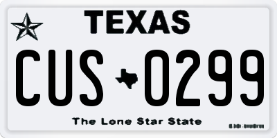 TX license plate CUS0299