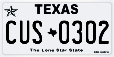 TX license plate CUS0302