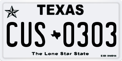 TX license plate CUS0303