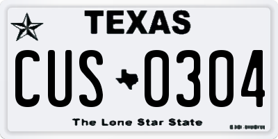 TX license plate CUS0304