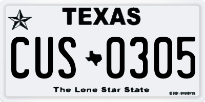 TX license plate CUS0305
