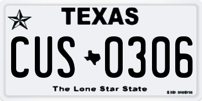 TX license plate CUS0306
