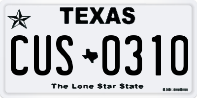 TX license plate CUS0310