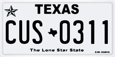 TX license plate CUS0311