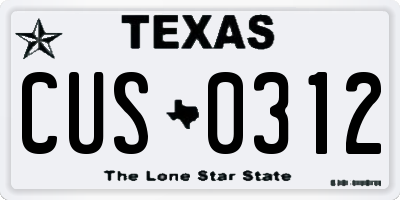 TX license plate CUS0312