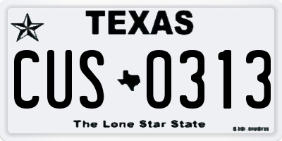 TX license plate CUS0313