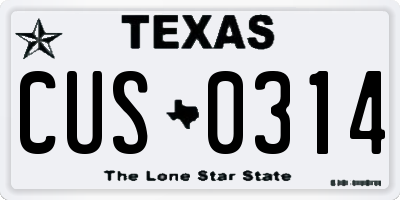TX license plate CUS0314